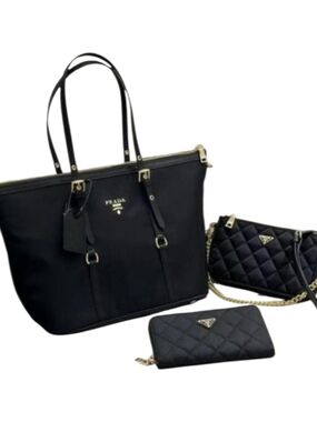 Black Tote, Crossbody, and Wallet Set